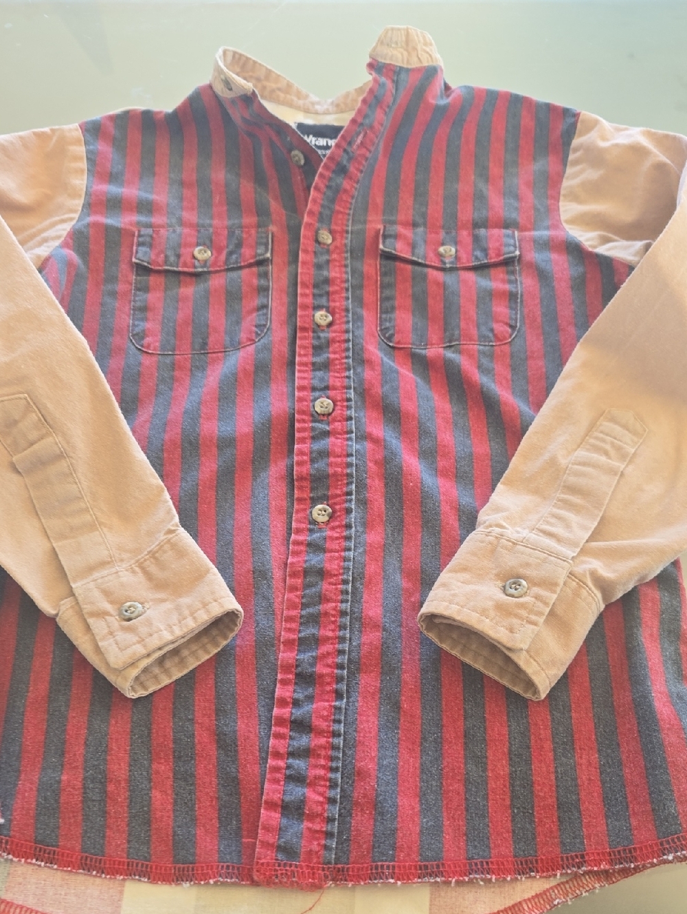 Wrangler Beige and Navy Western Shirt Label